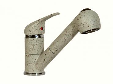 Küchenarmatur Granit Beige Spüle Armatur Wasserhahn mit Geschirrbrause