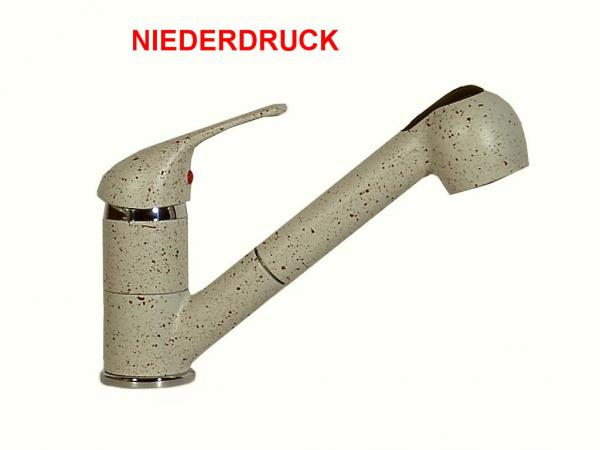 Einhebel-Küchenarmatur Mit Ausziehbarer Geschirrbrause – Granit Grün, Für Niederdruck