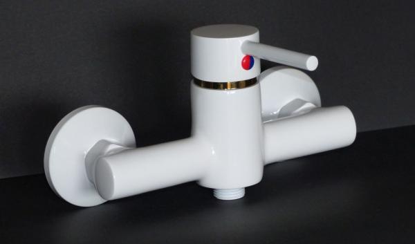 wagner-armaturen-iserlohn - Einhebel Dusche Brause Bad Armatur Weiß/Gold